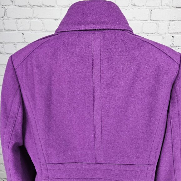 J.Crew Purple 100% Wool Insulated Brown Buttoned Collared Pea Coat Medium M - Picture 9 of 13